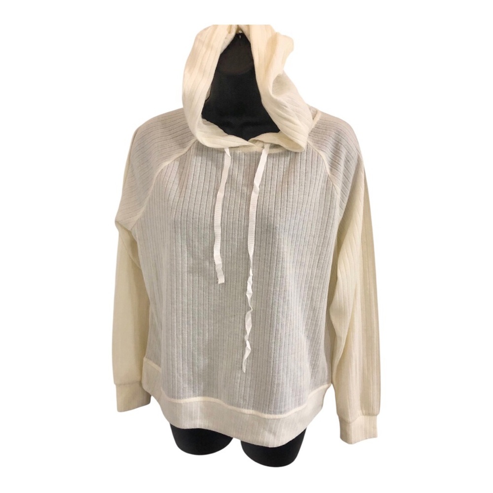 Beachlunchlounge sandy cream ivory ribbed lounging hoodie size small brand new